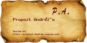 Propszt András névjegykártya